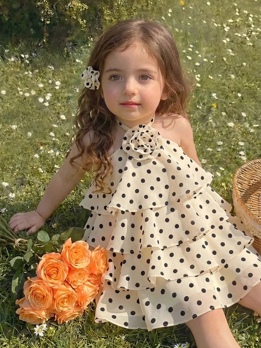 Dress Halter Ruffle Motif Polka Dot Bayi Perempuan