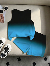 Set Kaos Tanpa Lengan Motif Bunga dan Celana Pendek Bayi 2 Pcs