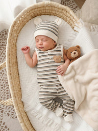 Set Rompi Celana Tutup Kaki dan Topi Bayi Baru Lahir 3 Pcs