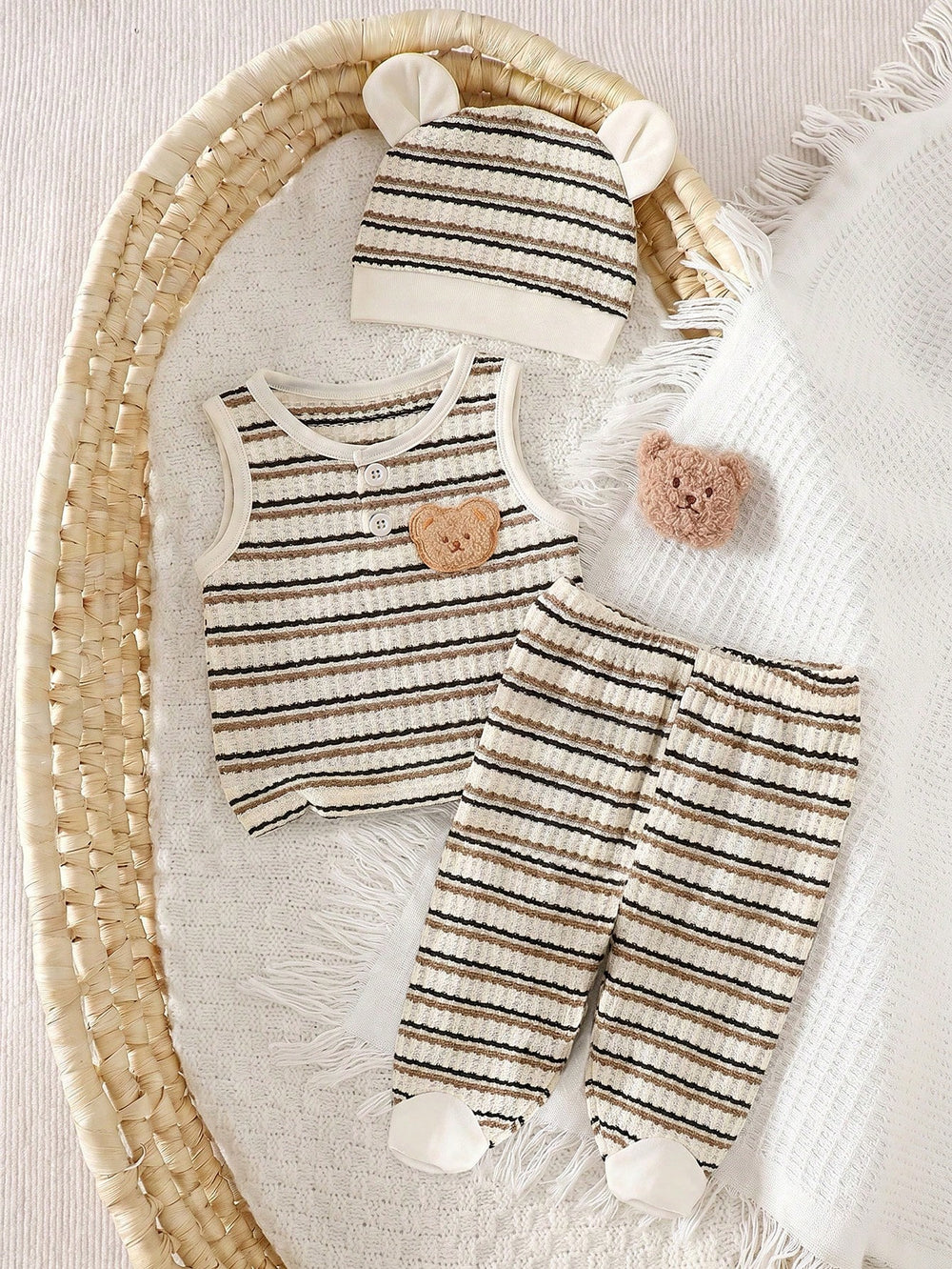 Set Rompi Celana Tutup Kaki dan Topi Bayi Baru Lahir 3 Pcs