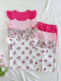 Set Atasan Celana Pendek Bayi Perempuan 8 Pcs