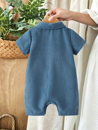 Bodysuit Lengan Pendek Motif Mobil dan Dinosaurus Bayi Laki-Laki