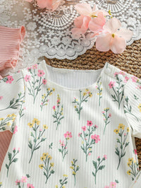 Set Piyama Lengan Pendek Motif Bunga Bayi Perempuan 4 Pcs