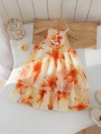 Dress Halter Bertingkat Ruffle Motif Bunga Bayi Perempuan