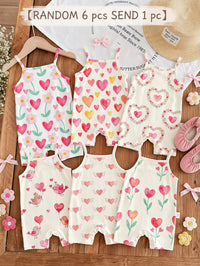 Romper Tali Motif Bunga Vintage Santai Bayi Perempuan 1 Pc