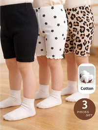 Set Pakaian Rajut Motif Bunga dan Macan Tutul Bayi Perempuan 3 Pcs
