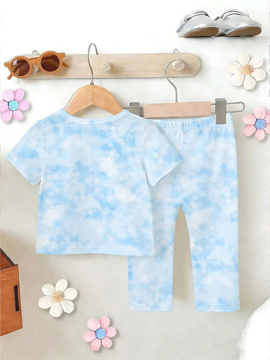 Set Kaos Lengan Pendek dan Legging Bayi Perempuan