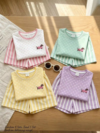 Set Kaos Leher Bulat Lengan Pendek dan Celana Pendek Bayi Perempuan 2 Pcs