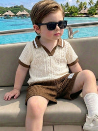 Set Kaos Polo Lengan Pendek Celana Pendek Bayi Laki-Laki 2 Pcs