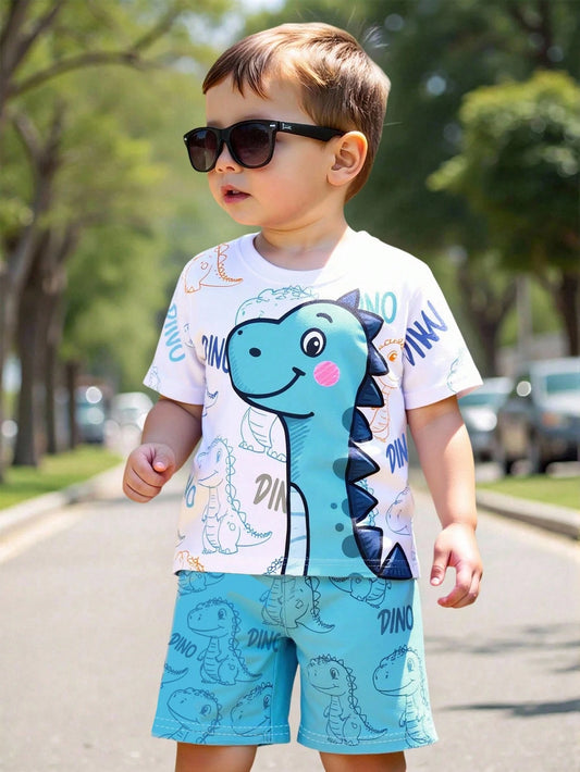 Set Kaos Lengan Pendek Celana Pendek Bayi Laki-Laki 2 Pcs