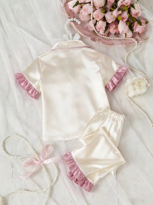 Set Baju Santai Lengan Pendek Celana Panjang Bayi Perempuan 2 Pcs