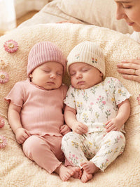 Set Piyama Lengan Pendek Motif Bunga Bayi Perempuan 4 Pcs