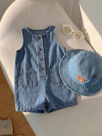 Jumpsuit Denim Kasual Musim Panas Bayi Laki-Laki Perempuan