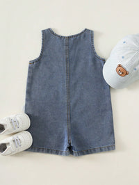 Jumpsuit Denim Kasual Musim Panas Bayi Laki-Laki Perempuan