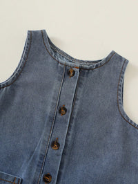 Jumpsuit Denim Kasual Musim Panas Bayi Laki-Laki Perempuan