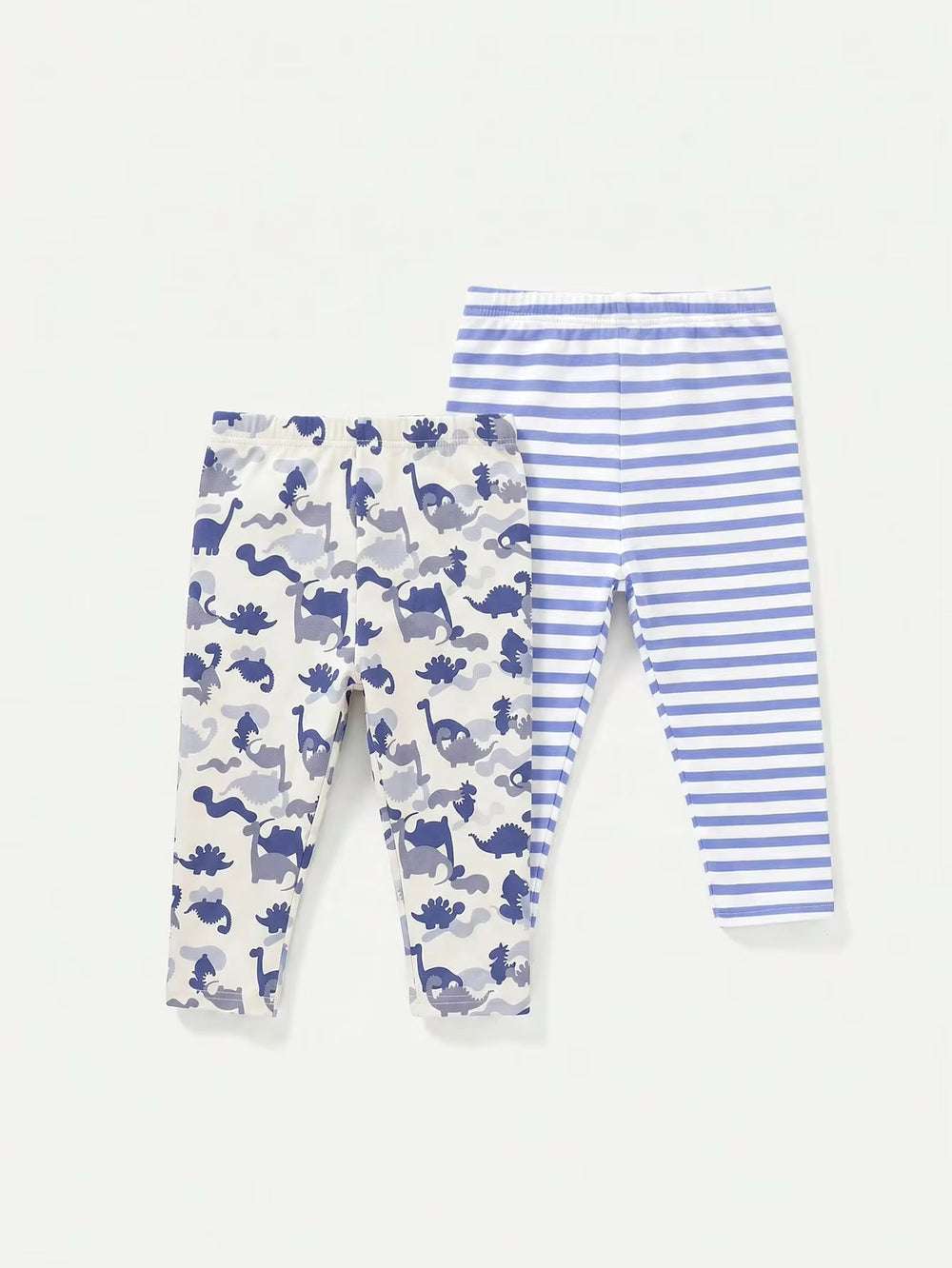 Set Celana Panjang Motif Siluet Dinosaurus Garis Bayi Laki-Laki 2 Pcs