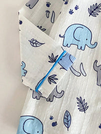Baby Boy Elephant Print Single-Breasted Top And Pants Loungewear Set