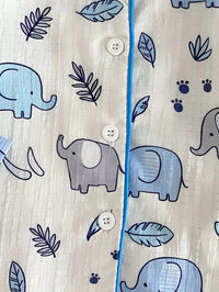 Baby Boy Elephant Print Single-Breasted Top And Pants Loungewear Set