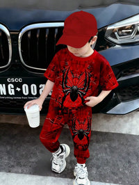 Set Kaos Lengan Pendek Motif Hewan Huruf dan Celana Panjang Khaki Bayi 2 Pcs