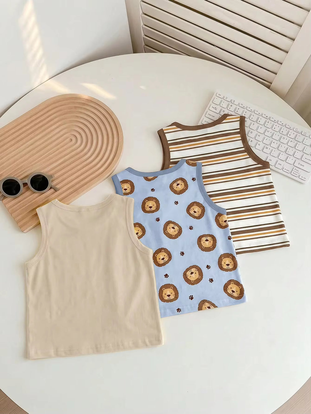 Set Kaos Tanpa Lengan Motif Kartun Bayi Laki-Laki 3 Pcs