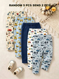 Celana Santai Motif Kendaraan Konstruksi Bayi Laki-Laki 2 Pcs