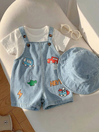 Set Overall Celana Pendek dan Topi Bayi 2 Pcs
