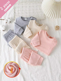 Set Celana Panjang Rajut Lengan Panjang Bayi 3 Pcs