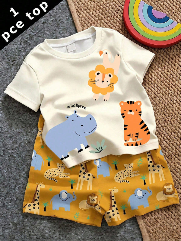 Baby Boys' Crewneck Cartoon Short-Sleeve T-Shirt White