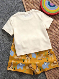 Baby Boys' Crewneck Cartoon Short-Sleeve T-Shirt White