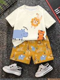 Baby Boys' Crewneck Cartoon Short-Sleeve T-Shirt White