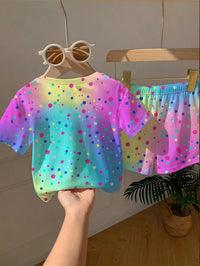 Set Kaos Lengan Pendek Motif Es Krim dan Celana Legging Bayi Perempuan 2 Pcs