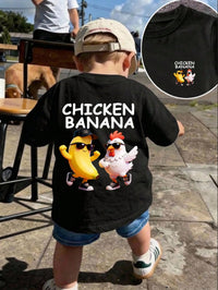 Baby Boys' Short Sleeve Cartoon Striped T-Shirt and Shorts Set
