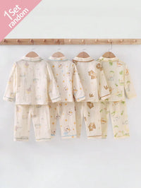 Set Baju Lengan Panjang dan Celana Motif Lucu Bayi Laki-Laki 2 Pcs