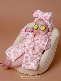 Jubah Mandi Bayi Perempuan Motif Leopard Lengan Panjang 1 Pcs