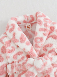Jubah Mandi Bayi Perempuan Motif Leopard Lengan Panjang 1 Pcs