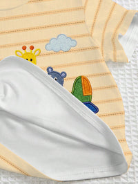 Baby Boys' Short Sleeve Cartoon Striped T-Shirt and Shorts Set