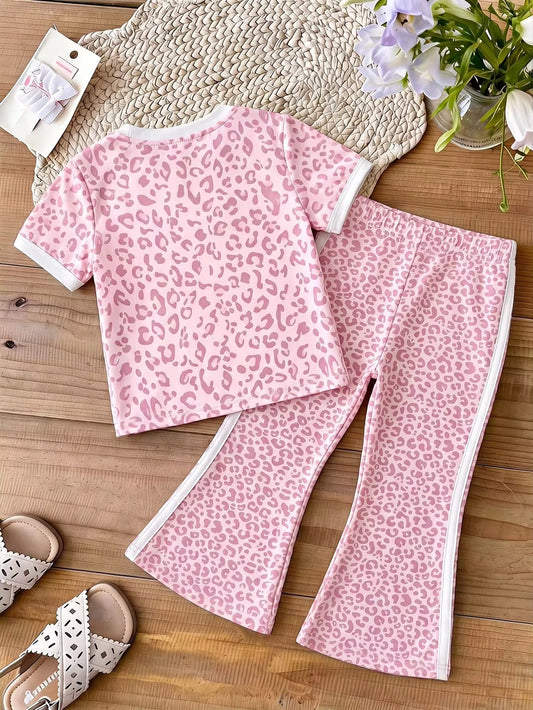 Set Kaos Lengan Pendek dan Celana Panjang Cutbray Bayi Perempuan