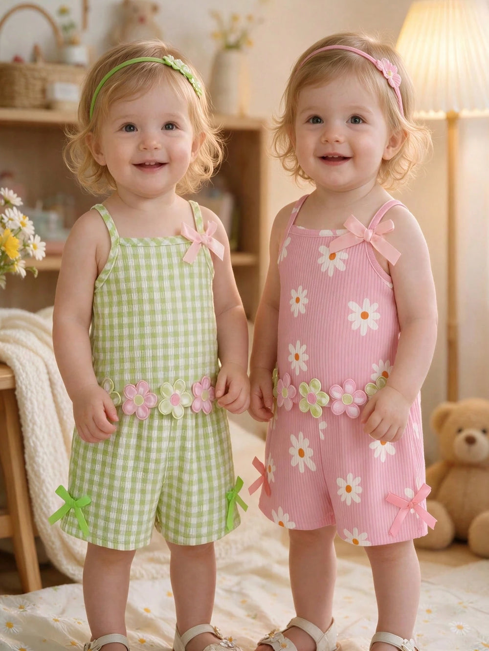 Set Tank Top Tali Celana Pendek Bayi Perempuan 4 Pcs