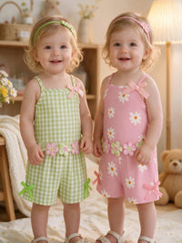 Set Tank Top Tali Celana Pendek Bayi Perempuan 4 Pcs