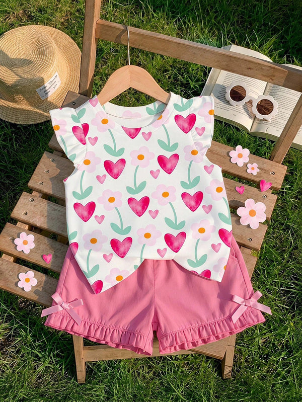 Baby Girls' Ruffle Sleeve Crewneck Casual Summer Top