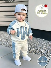 SHEIN 2pcs Baby Boys Casual 3D Letter Print Crew Neck Fleece Sweatshirt And Matching Fleece Sweatpants Set, Suitable For Autumn/Winter
