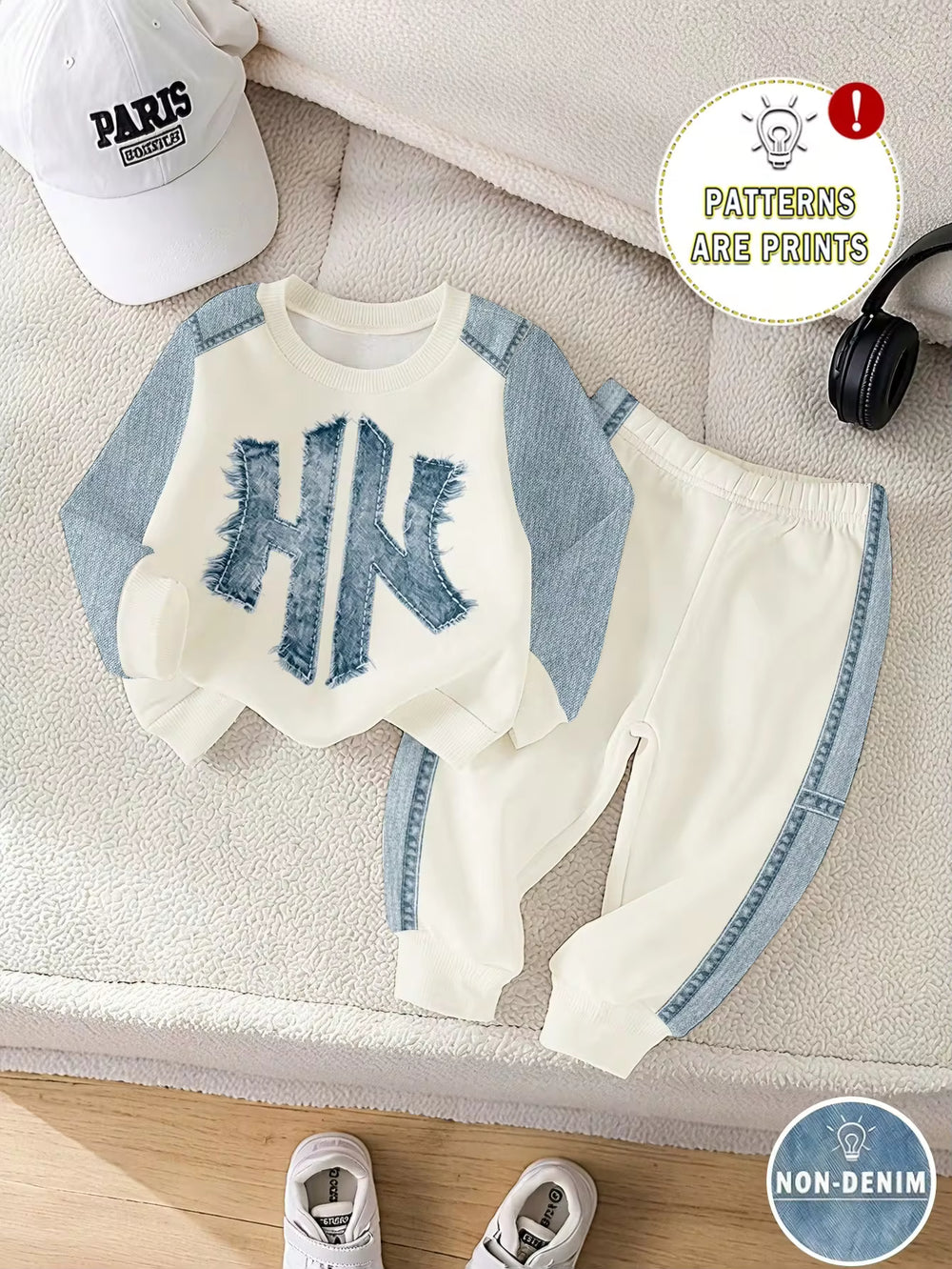Set Sweatshirt Motif Huruf 3D dan Celana Training Fleece Bayi Laki-Laki 2 Pcs