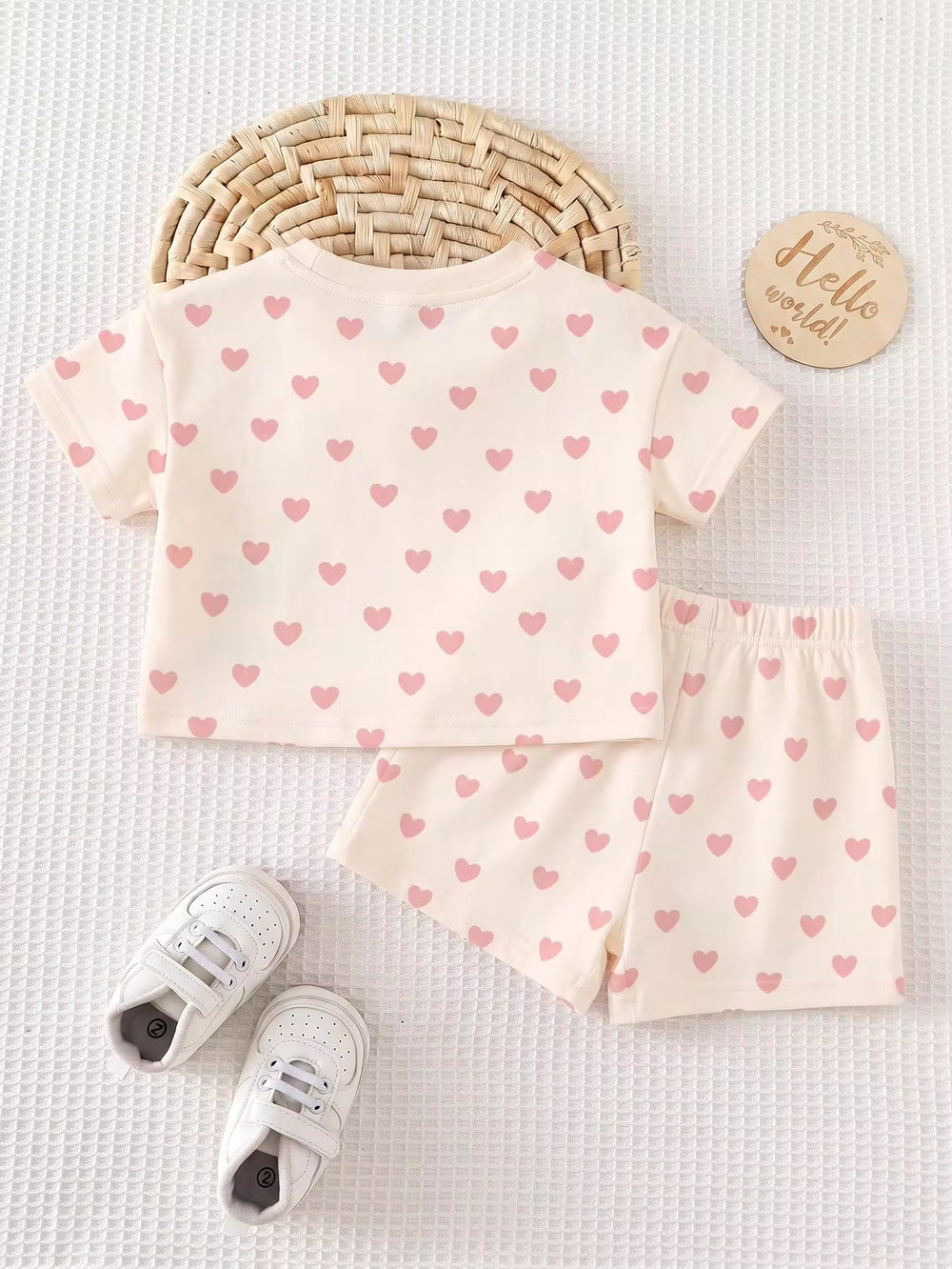 Set Kaos dan Celana Pendek Bordir Beruang Bayi Perempuan 2 Pcs