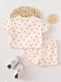 Set Kaos dan Celana Pendek Bordir Beruang Bayi Perempuan 2 Pcs