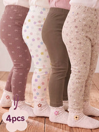 Set Celana Legging Motif Bunga dan Polkadot Bayi Perempuan 4 Pcs