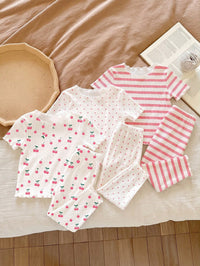 Baby Girl RANDOM 8pcs PIECES 4 PIECES, Vintage Casual White Polka Dot Brown Stripe Dark Brown Mini Cherry,