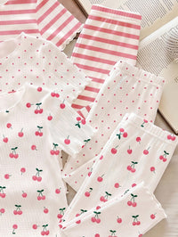 Baby Girl RANDOM 8pcs PIECES 4 PIECES, Vintage Casual White Polka Dot Brown Stripe Dark Brown Mini Cherry,