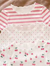 Baby Girl RANDOM 8pcs PIECES 4 PIECES, Vintage Casual White Polka Dot Brown Stripe Dark Brown Mini Cherry,