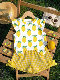 Kaos Lengan Flutter Motif Lemon Pita Bayi Perempuan 1 Pcs