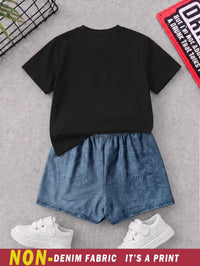 Set Kaos Leher Bulat Lengan Pendek dan Celana Pendek Bayi Laki-Laki 2 Pcs